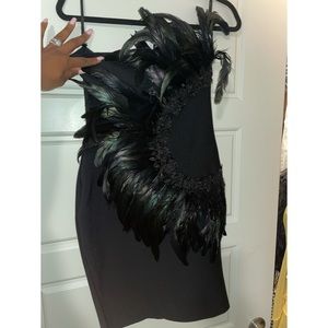 Feather bandage dress knee length!